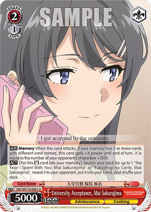 University Acceptance, Mai Sakurajima (SBY/W114-E061 U) [Rascal Does Not Dream Series]