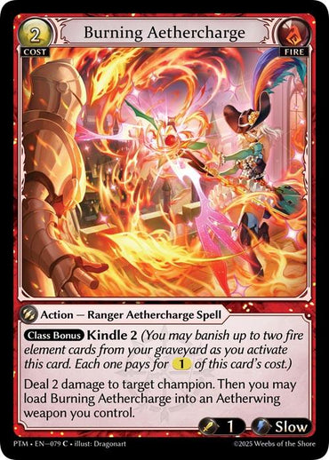 Burning Aethercharge (Curio Foil) (079) [Phantom Monarchs]