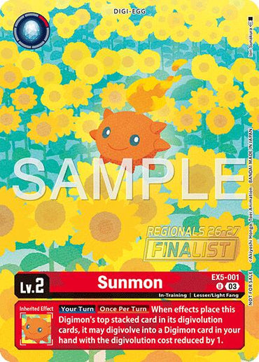 Sunmon [EX5-001] (Regionals 26-27 Season 1 Finalist) [Animal Colosseum]