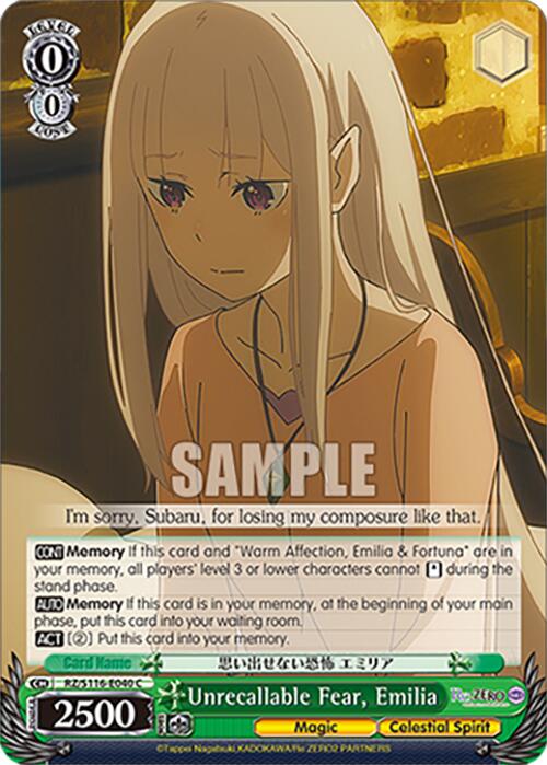 Unrecallable Fear, Emilia (RZ/S116-E040) [Re:ZERO -Starting Life in Another World- Vol.3]