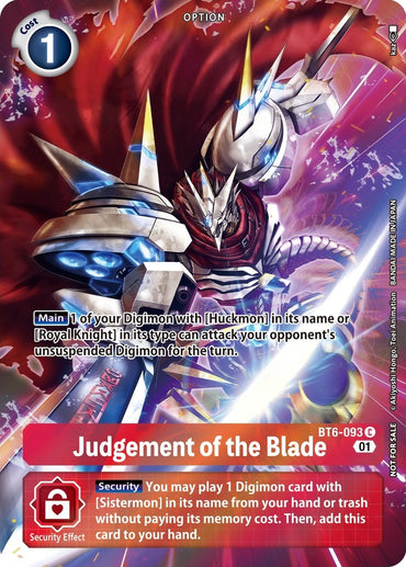 Judgement of the Blade [BT6-093] (Premium Deck Set) [Double Diamond Promos]