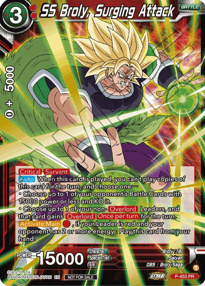 SS Broly, Surging Attack (Championship Selection Pack 2023 Vol.1) (Gold-Stamped) (P-453) [Tournament Promotion Cards]
