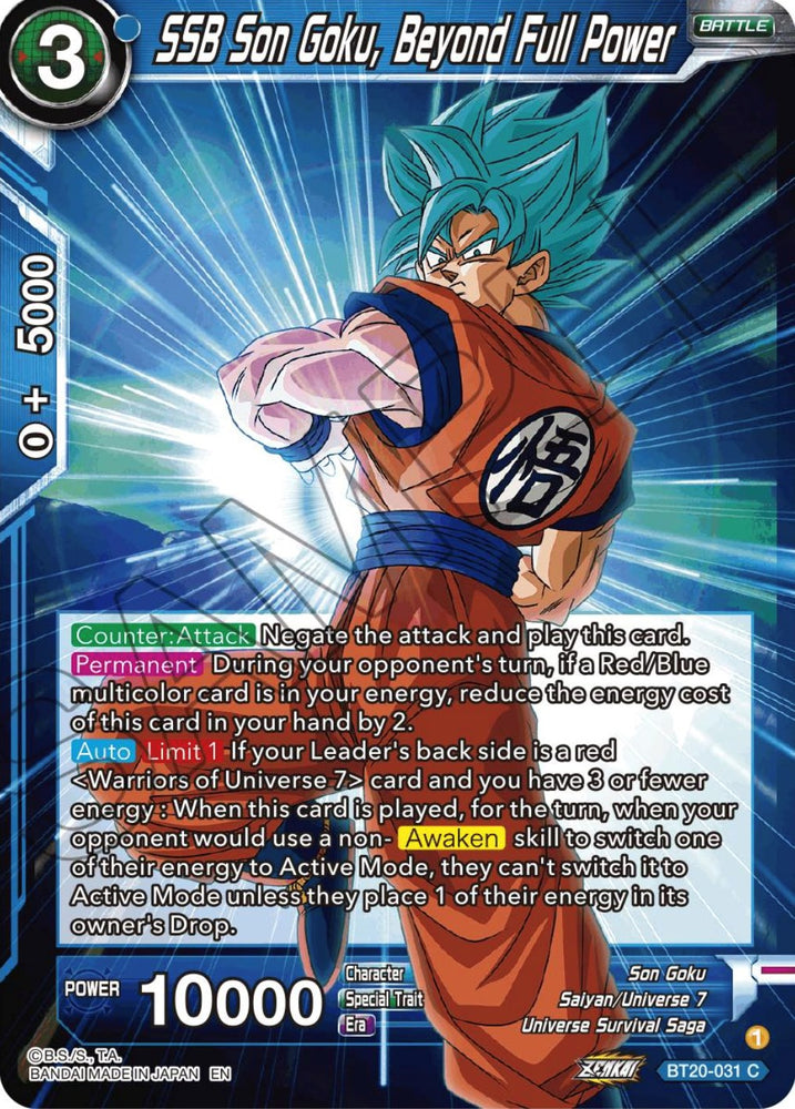 SSB Son Goku, Beyond Full Power (BT20-031) [Power Absorbed]
